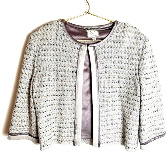 St John Couture tweed purple gray blazer jacket 14 - Picture 1 of 14